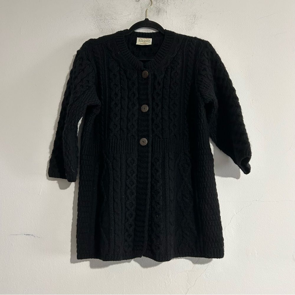 Kilronan Knitwear Pure New Merino Wool Ireland Fisherman Knit Cardigan Sweater